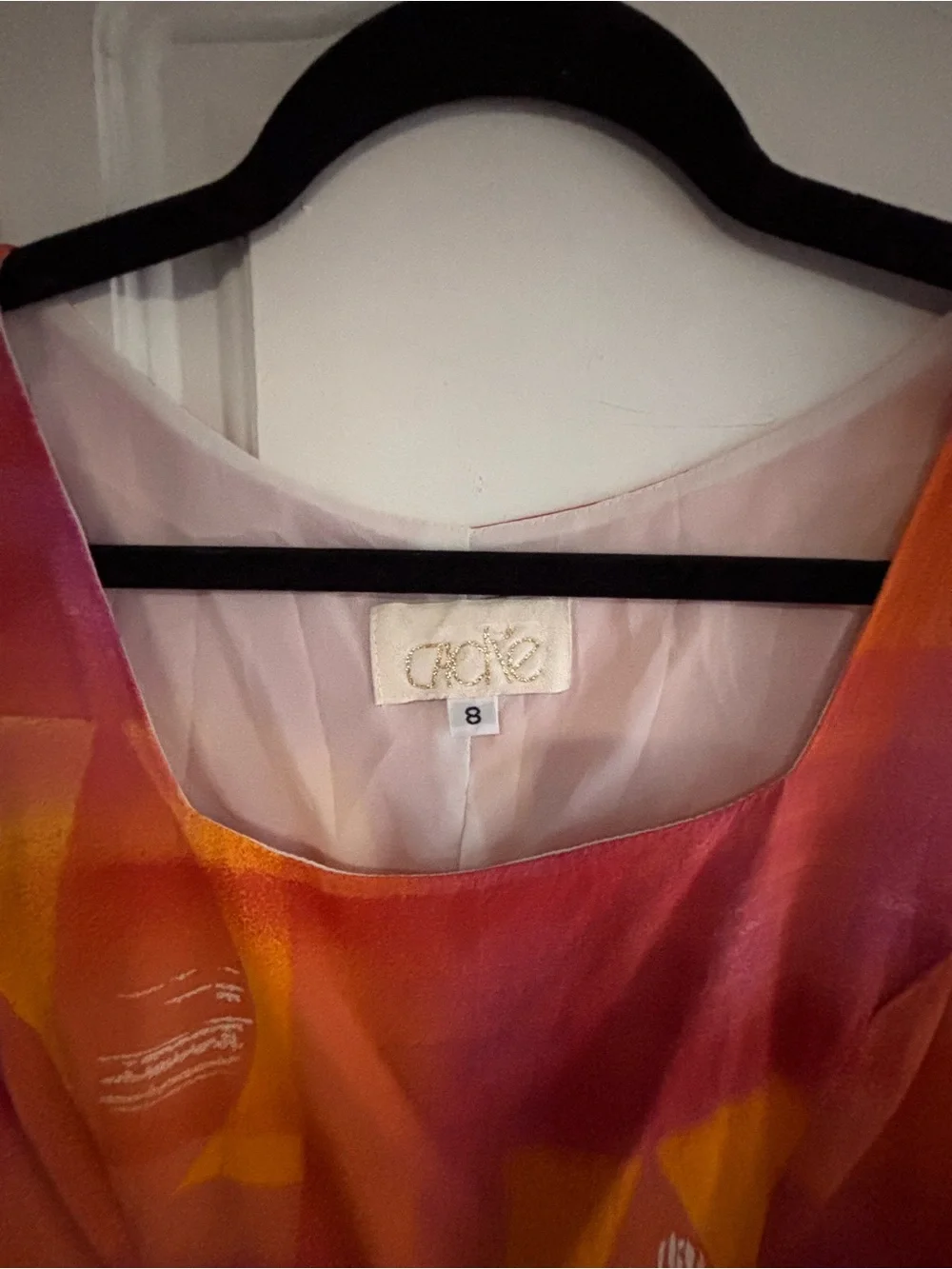 Cache Pink & Orange Abstract Maxi Dress Set Skirt size 6 top size 8